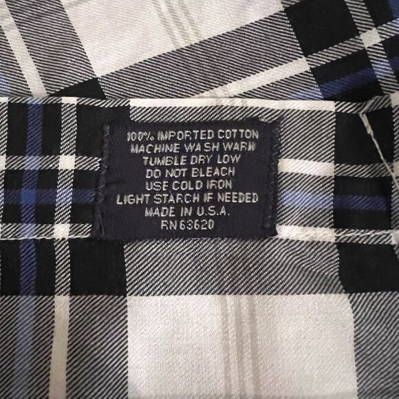 EUC Men's Burberry London Black White Blue Plaid Button Down Cotton Shirt LARGE - Picture 4 of 4